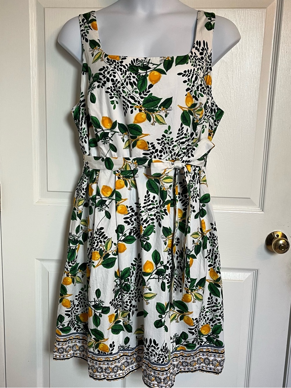 Roz & Ali Lemon Print Cotton Fit & Flare Dress Plus Size Woman 22